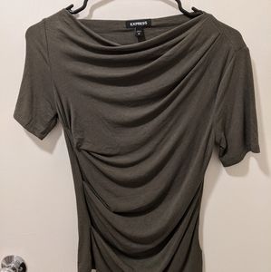 Express Olive Asymmetrical Drape Tee XS